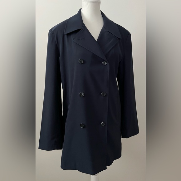 L.L. Bean Navy Blue Fully Lined Button Coat Size M - Picture 3 of 8